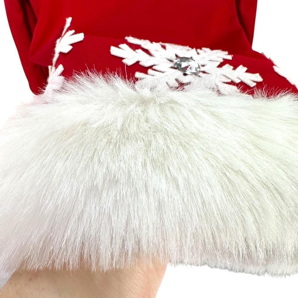 Bonnie Jean Girls Red Snowflake Faux Fur Trimmed Holiday Dress‎ Size 3T - Picture 5 of 10